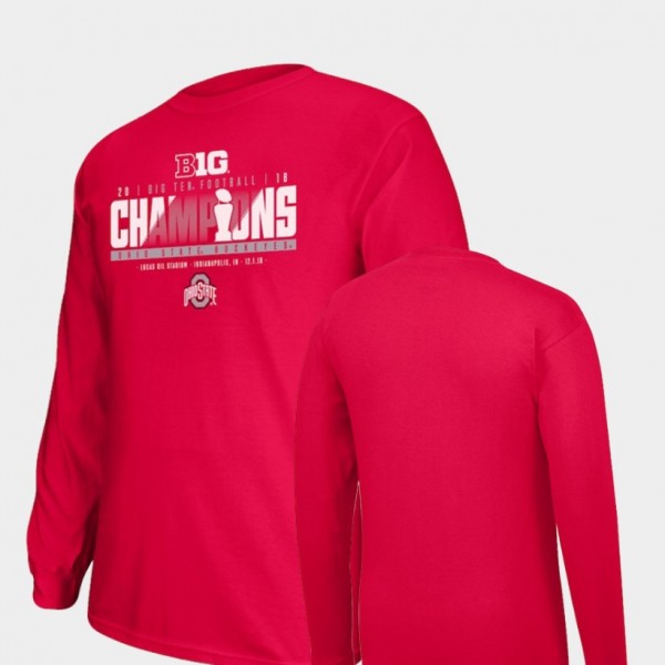 Ohio State Buckeyes Men's Champions Locker Room 2018 Big Ten Big & Tall Long Sleeve Scarlet College Football T-Shirt 2404BEUH3